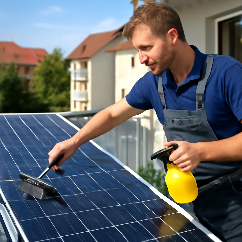 Reinigung einer Balkonkraftwerk-Anlage