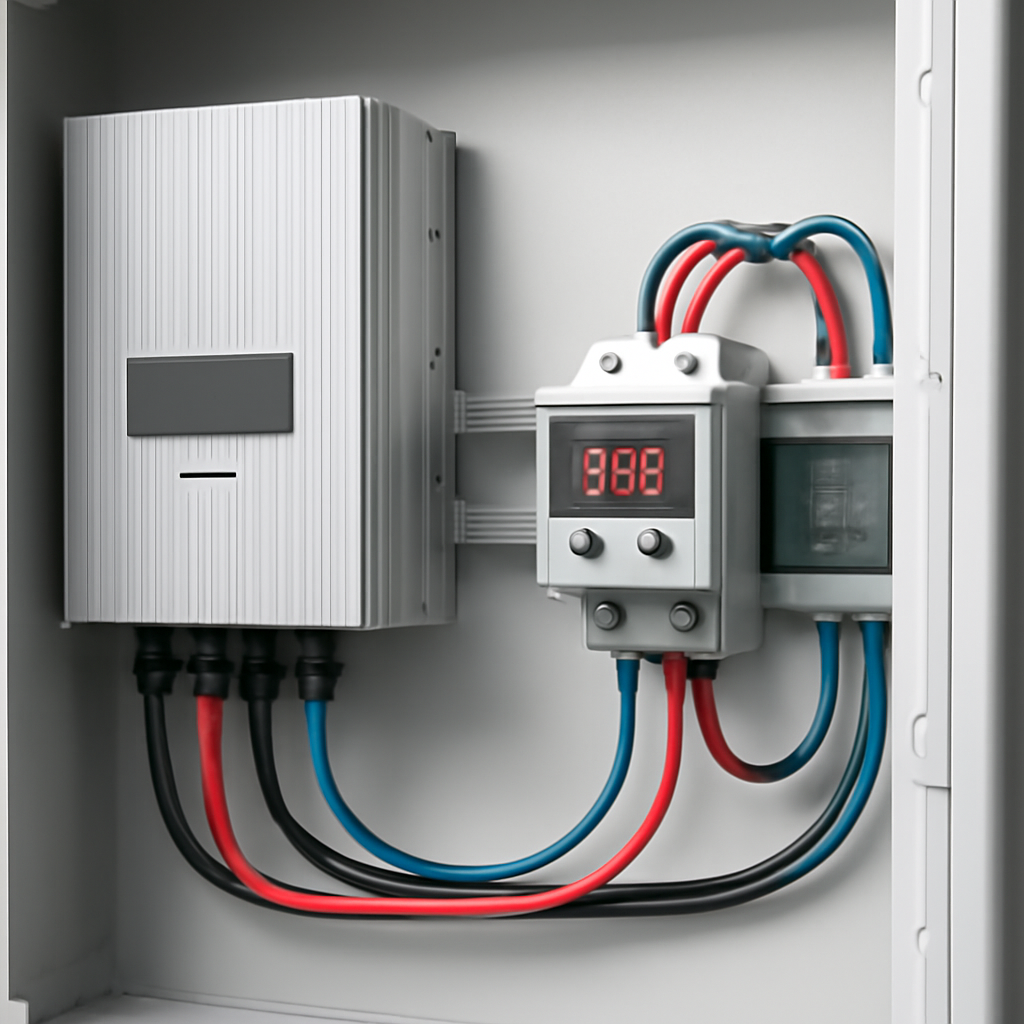 Diagramm: Export-Limiter am Wechselrichter mit Messkreis im Schaltschrank