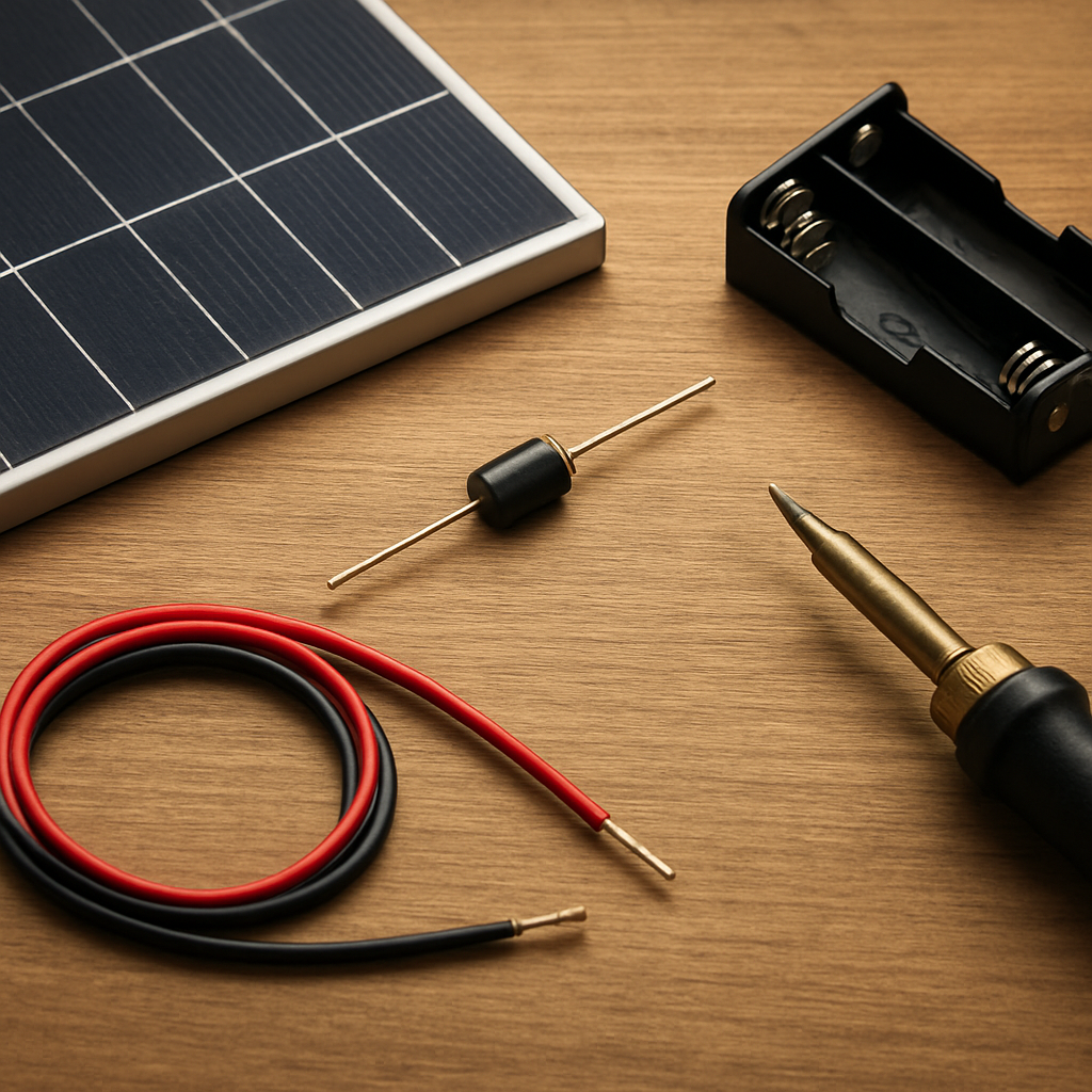 Wesentliche Bauteile des Solar-Ladepfads angeordnet