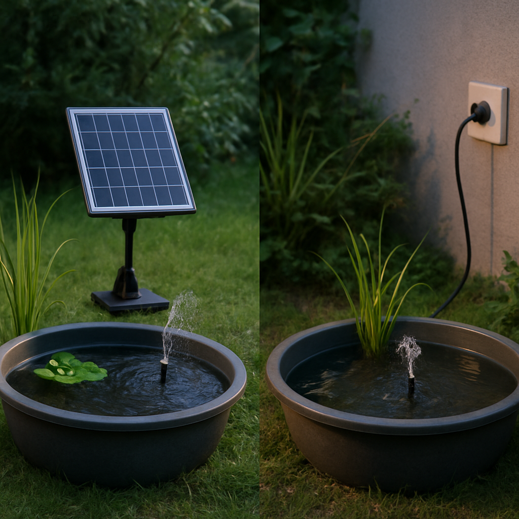 Solarbetrieb vs Netzbetrieb: zwei Einsatzszenarien im Garten.
