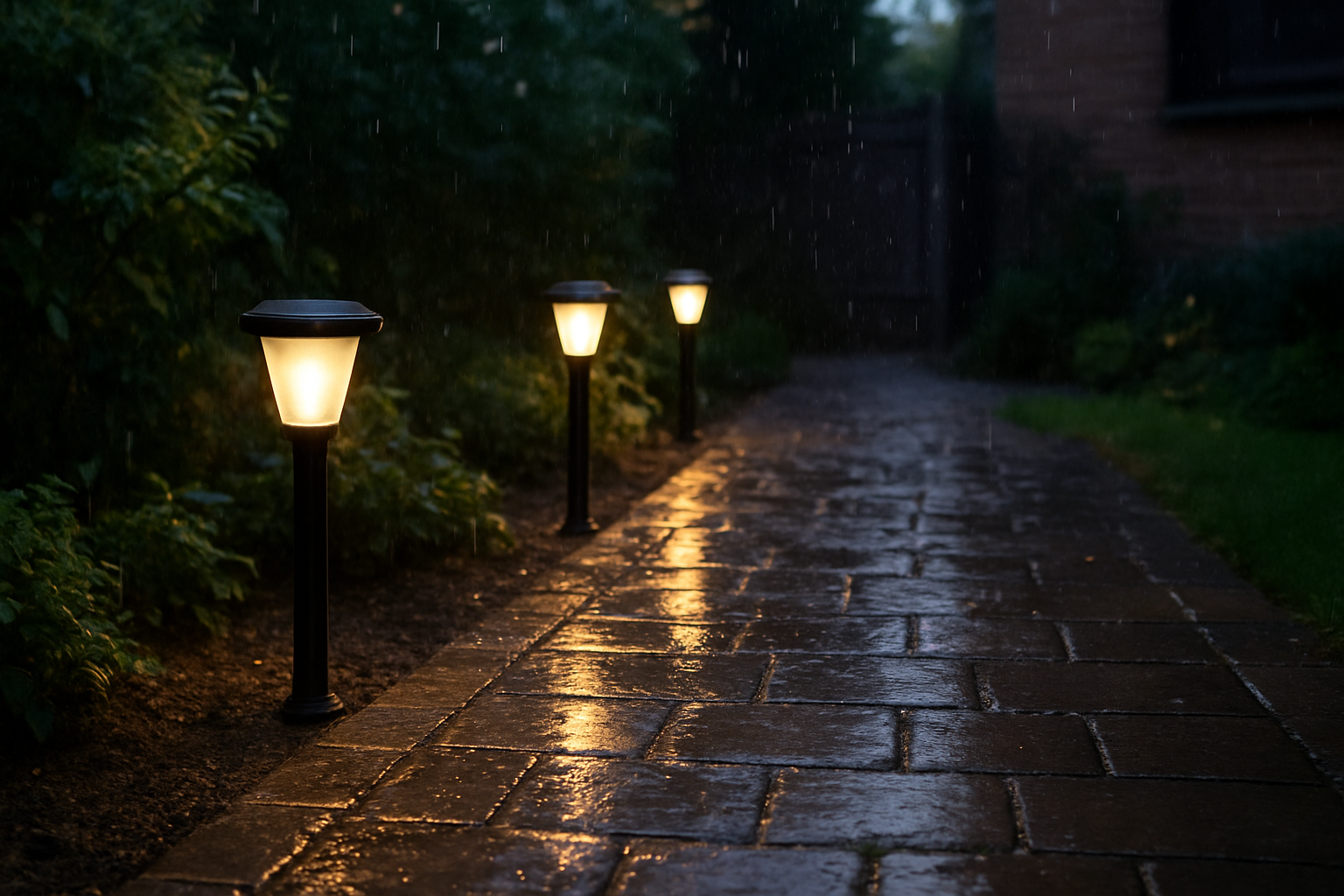 Solargartenlichter gegen Regen absichern